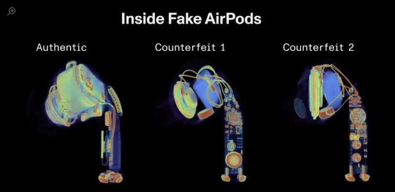 CT掃描揭示假冒AirPods為何音質如此糟糕